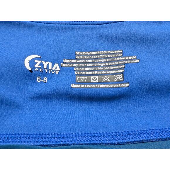 Zyia Active Womens Capri Leggings Sz 6-8 Blue Neon Orange Pockets Athleisure - Picture 6 of 6